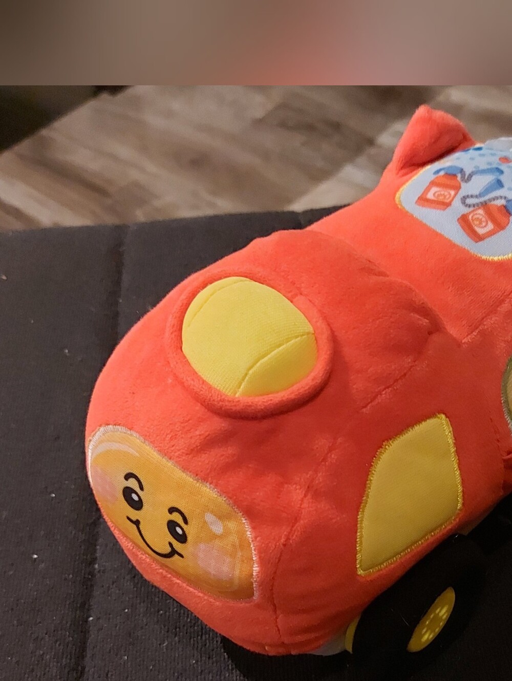 Bright Red and Yellow Plush Toy Car for Kids - Soft Cuddly Vehicle